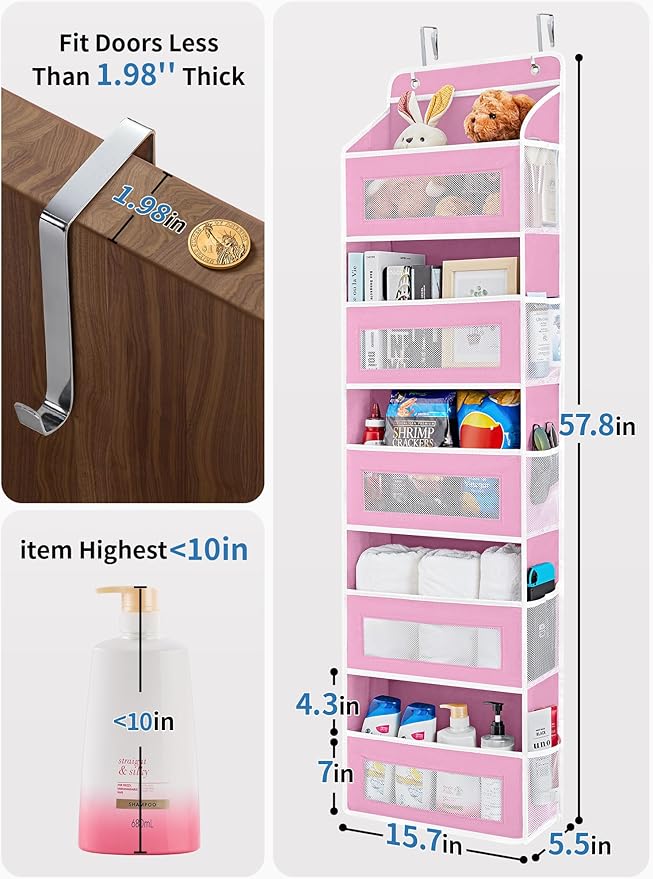 JARLINK 2 Pack Over The Door Organizer Storage, 5 Shelf Hanging Door Organizer