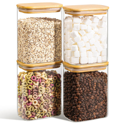 Comsaf Spice Jars with Label，8 oz Small Glass Jars with Lids, 6 Pcs Seasoning Containers, Rectangle Glass Containers with Lids, Empty Seasoning Jars for Pantry Storage, Loose Tea, Herbs, Powders, Salt