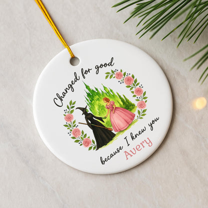 Wicked Ceramic and Glass Ornament, Broadway Musicals Ornament, Broadway Gifts for Fan, Wicked Christmas, Best Friends Merch, Xmas Teen Girl Gift (Glass, 1)