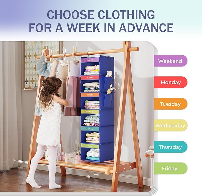 YOUDENOVA 6-Shelf Weekly Hanging Closet Organizer, Weekly Clothes Organizers