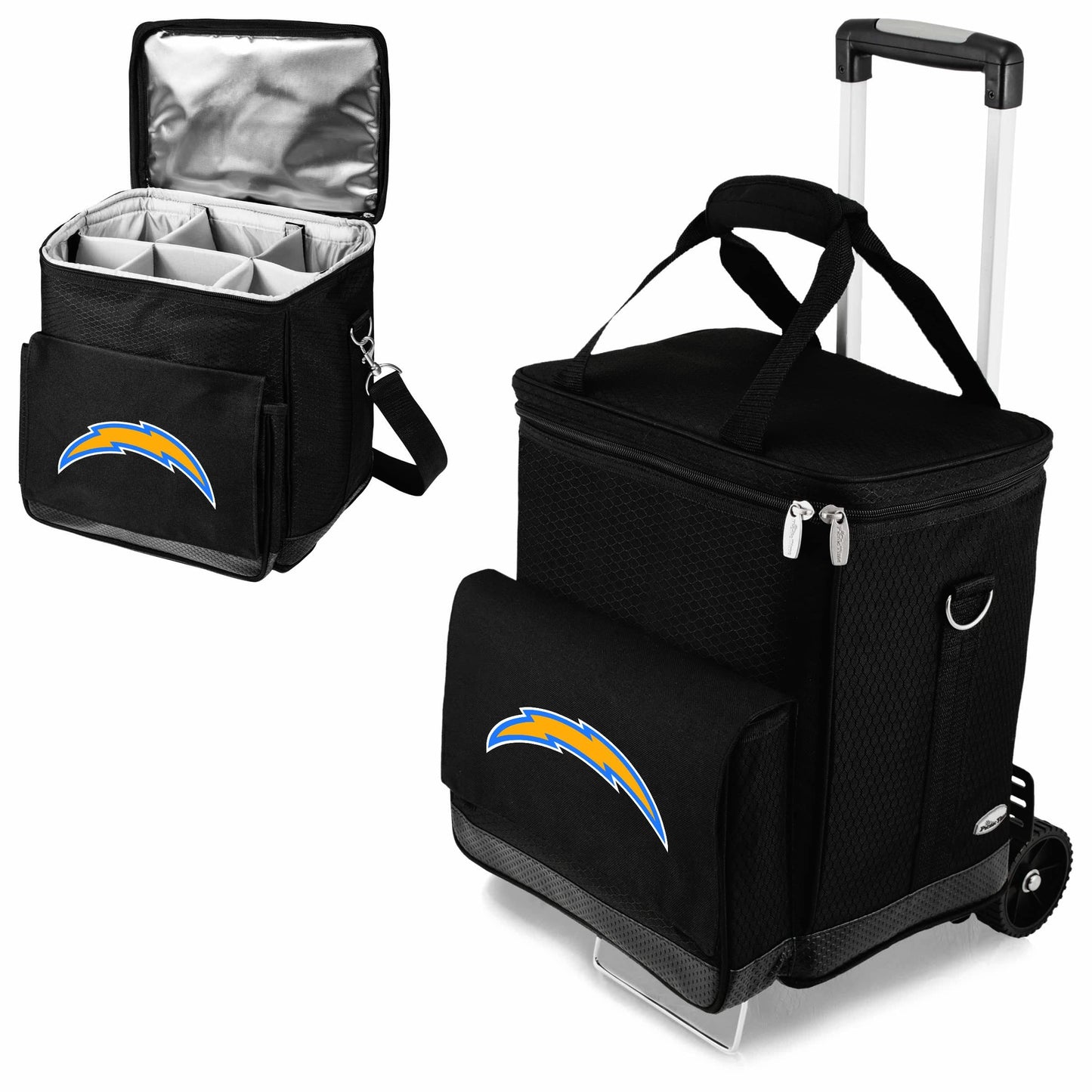 NFL Los Angeles Chargers Insulated Cellar 6-Bottle Wine Carrier & Cooler Tote with Trolley
