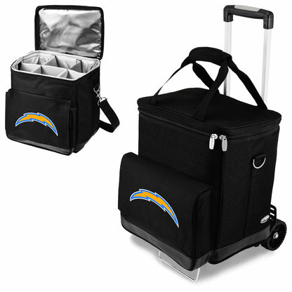 NFL Los Angeles Chargers Insulated Cellar 6-Bottle Wine Carrier & Cooler Tote with Trolley
