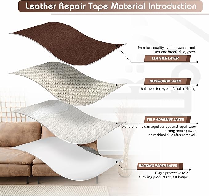 KING MOUNTAIN Leather Repair Patch, 2 Packs 9 x 11 Inches self Adhesive Leather