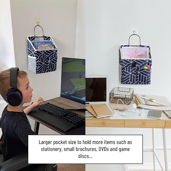 2pcs Wall Hanging Storage Bag, Small Door Closet Linen Fabric Pockets Organizer