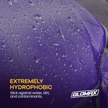 GLOMAX Ceramic Coating For Cars (16 oz.) - Hydrophobic Ceramic Car Wax Spray With Added UV PROTECTION - LONG LASTING Shiny Car Stuff - Spray Wax For Cars With 2 Micro Fiber Towels, Waterless Wash