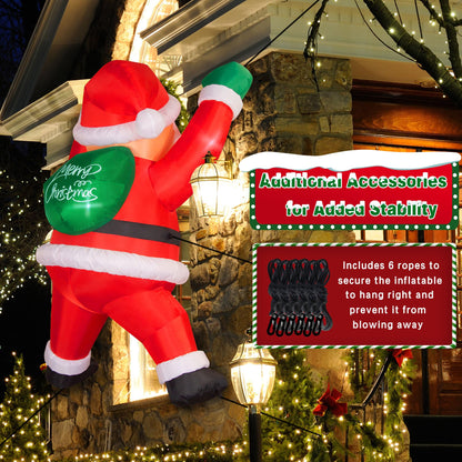 TwoBees 6FT Christmas Inflatables Outdoor Decorations Joy Hanging Santa Claus Gift Bag, Bright LED Lights Blow Up Giant Christmas Decor for Indoor Yard Outside Party Lawn Wall Porch Holiday