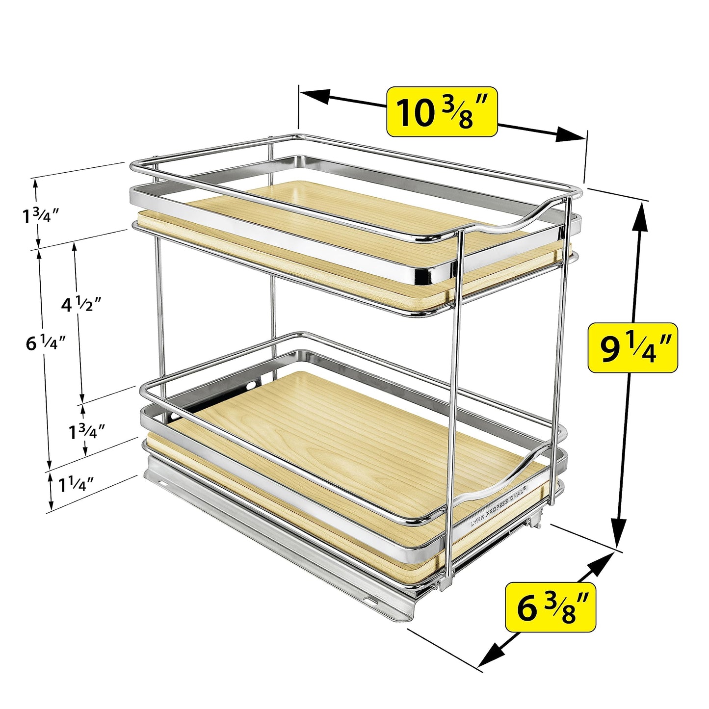 LYNK PROFESSIONAL® Pull Out Spice Rack Organizer for Inside Kitchen Cabinets - 4-1/4 inch Wide - Slide Out Drawer – Chrome Sliding Spice Cabinet Organization Shelf Racks - 2 Tier