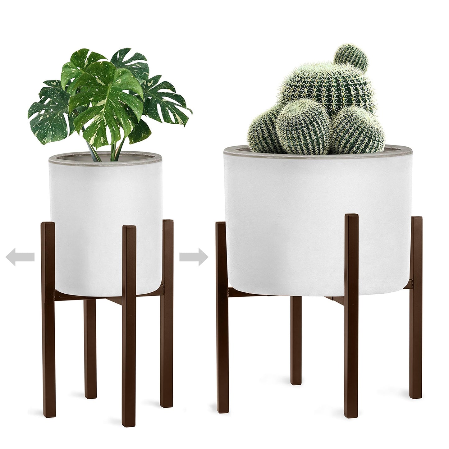 Sorbus Adjustable Metal Plant Stand – Mid Century Style Flower Pot Holder, 10 to 16 Inches Planter Stand for Modern Home Décor, Houseplants – Plant & Pot NOT INCLUDED (Brown, 1 Pack)