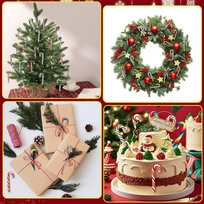 JUNEBRUSHS 120 Pcs Christmas Mini Candy Cane Fake Candy Canes Christmas Ornaments for Xmas Tree Vase Filler DIY Crafts Holiday Table Decor