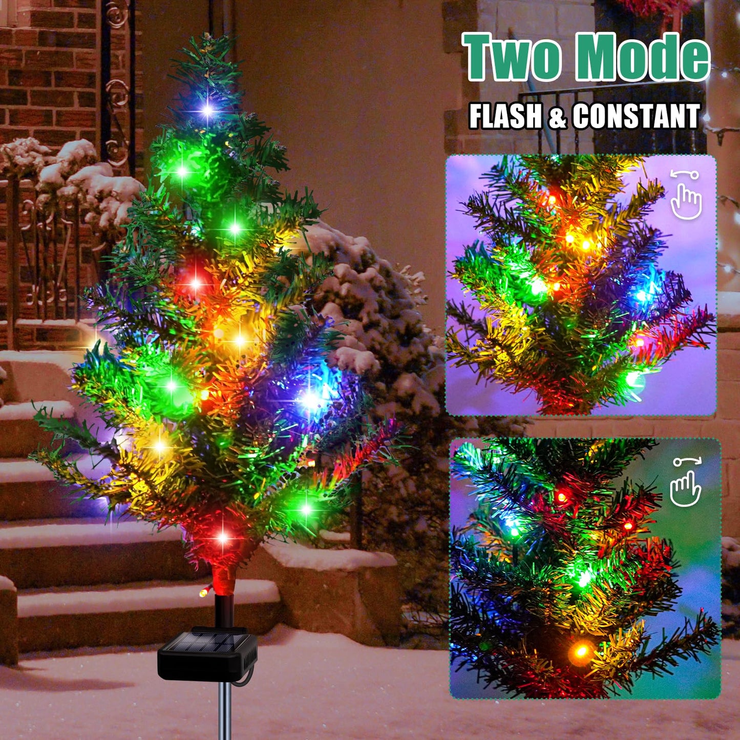 Solar Christmas Tree 4 Pack Garden Stake Light Waterproof Outdoor Christmas Decorations,2 Modes Solar Xmas Christmas Lights for Yard Front Porch Pathway Grave Garden Decor