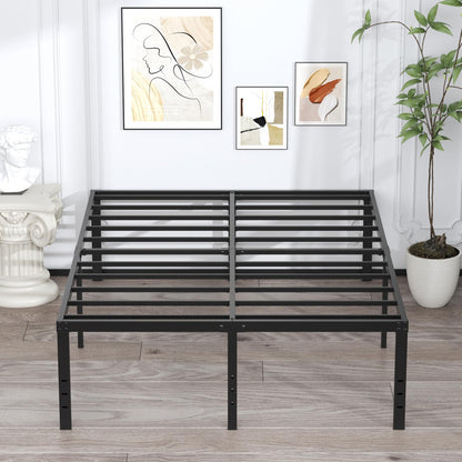 EMODA 20 Inch Queen Bed Frame No Box Spring Needed Heavy Duty Metal Tall Platform Bed Frame Queen Size with Large Storage Space, Easy Assembly, Black
