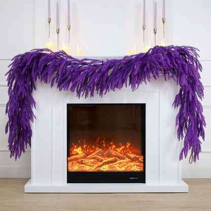 N&T NIETING Christmas Garland Norfolk Pine Garland Real Touch Artificial Christmas Purple Xmas Garland for Mantle, Table Holiday Fireplace Staircase Indoor Outdoor Christmas Decorations (9 FT)