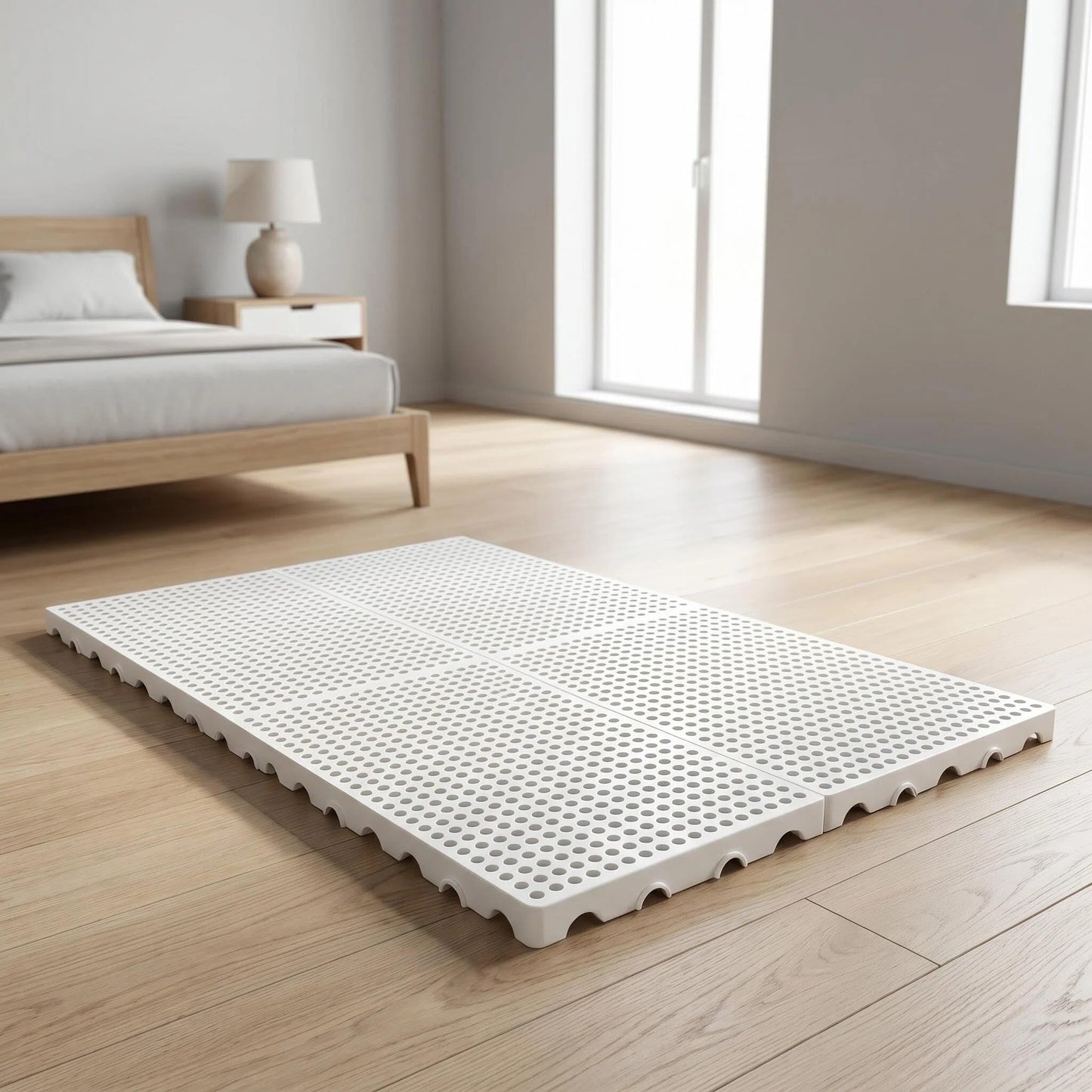 Lsbod Foldable Floor Bed Frame, Japanese Tatami Mat Style Platform Bed Base, Bed Plate for Futon Frame Mattress, Floor Sleeping or Guest Bed Twin XL