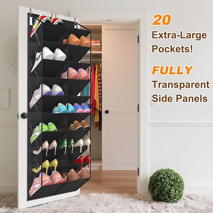 20-30 Pairs Over the Door Shoe Organizer, 10-Tier Door Shoes Rack, Handing