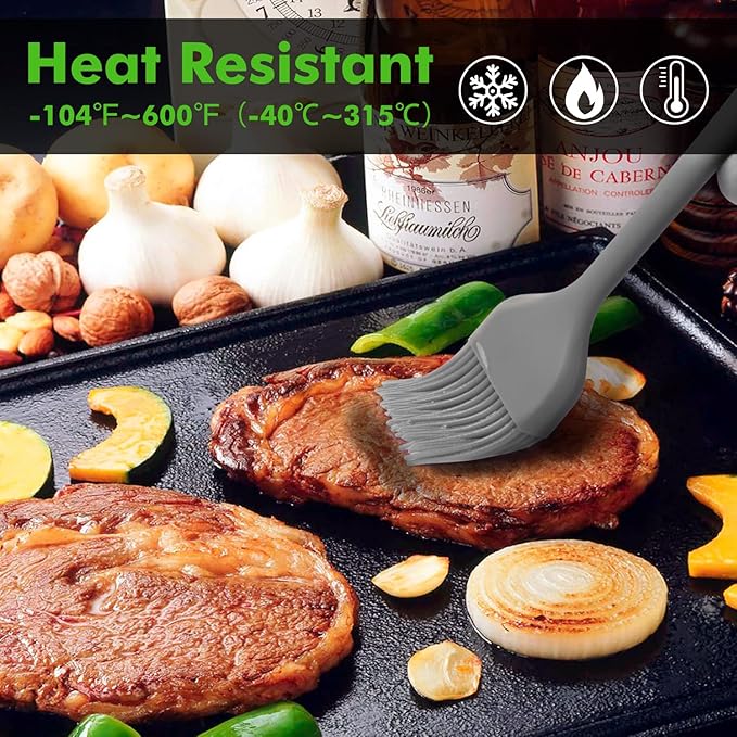 HOTEC Basting Brushes Silicone Heat Resistant Pastry Brushes Spread Oil Butter