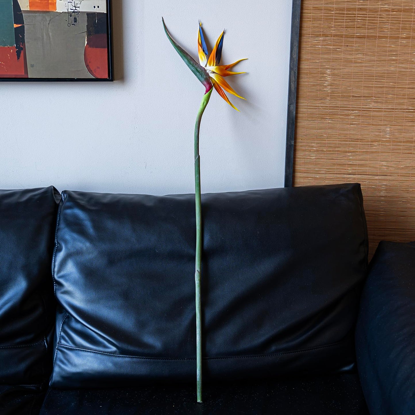 DUYONE Artificial Flowers Bird of Paradise 37'' Large Latex Fake Greenery Plants Long Stem Red Plants 2Pcs for Home,Living Room,Bedroom,Dining Table(Orange 2pcs)