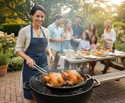 20-inch Pre-Seasoned Cast Iron Skillet - Dual Assist Handles - Nitrided Rust-Proof - For Oven, Stovetop, Grill & Campfire