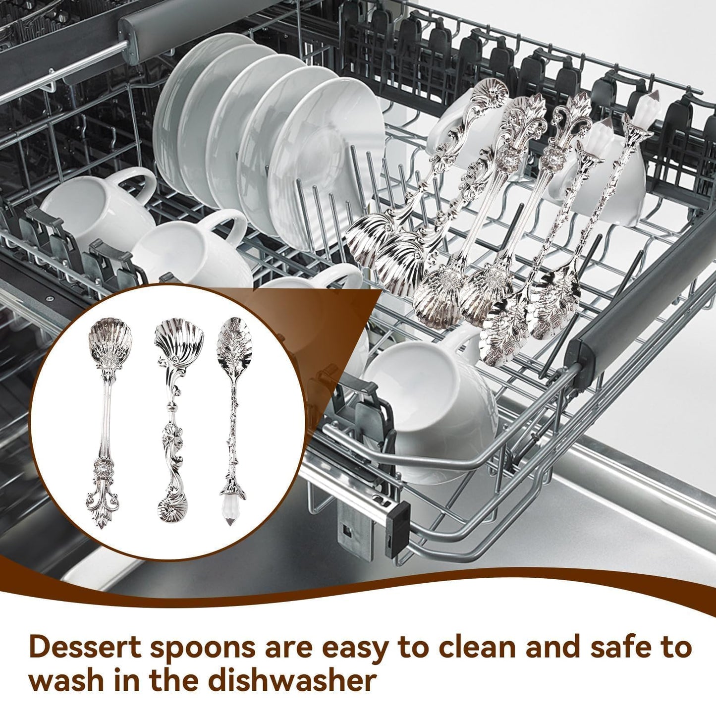 Coffee Espresso Spoons Set of 6 Tiny Spoon Vintage Cutlery Sugar Spoon Tea Dessert Soup Spoons Teaspoons Coffee Stirrers for Kitchen Dining Bar