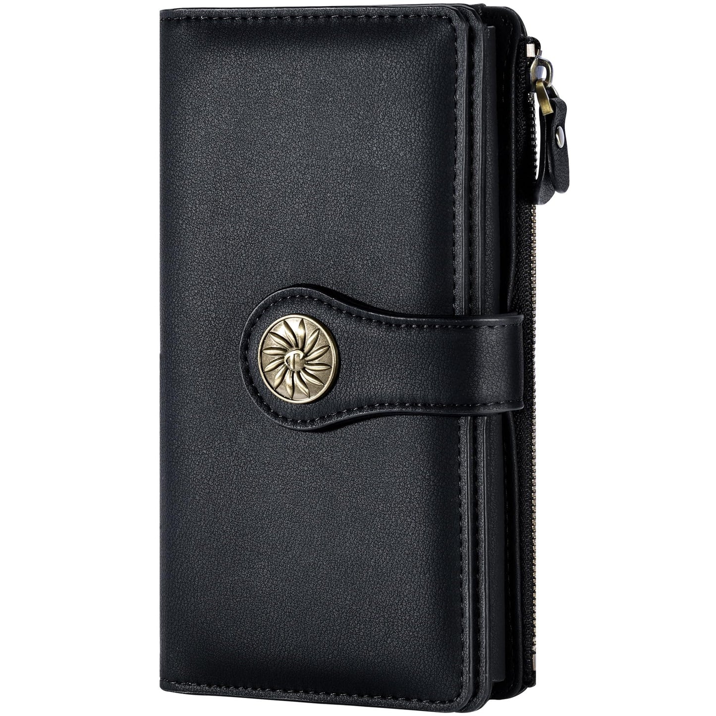 Travelambo Women's Wallet RFID Blocking Trifold Clutch Large Capacity Credit Card Holder Travel Purse