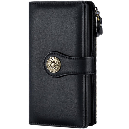 Travelambo Women's Wallet RFID Blocking Trifold Clutch Large Capacity Credit Card Holder Travel Purse