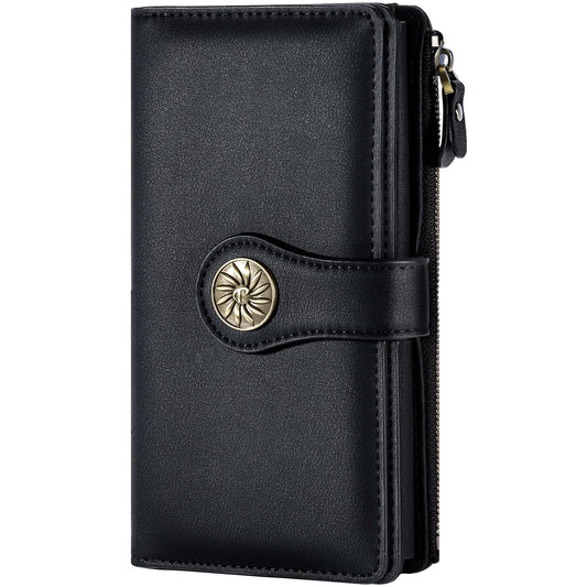 Travelambo Women's Wallet RFID Blocking Trifold Clutch Large Capacity Credit Card Holder Travel Purse