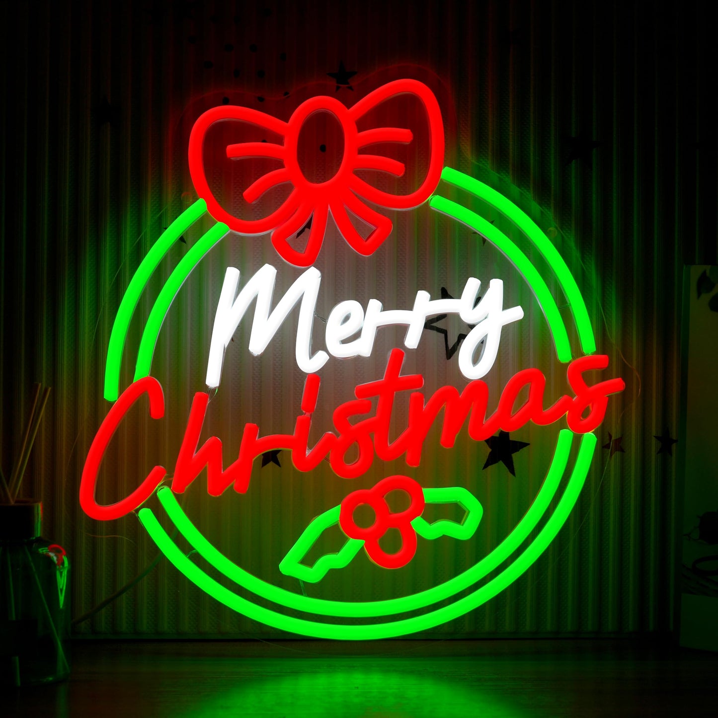 AEHEMNGZ Merry Christmas Neon Sign Elegant Led Bow Sign Neon Light for Wall Decor Christmas Dining Room Modern Home Decor（13.39 * 12.6 In）