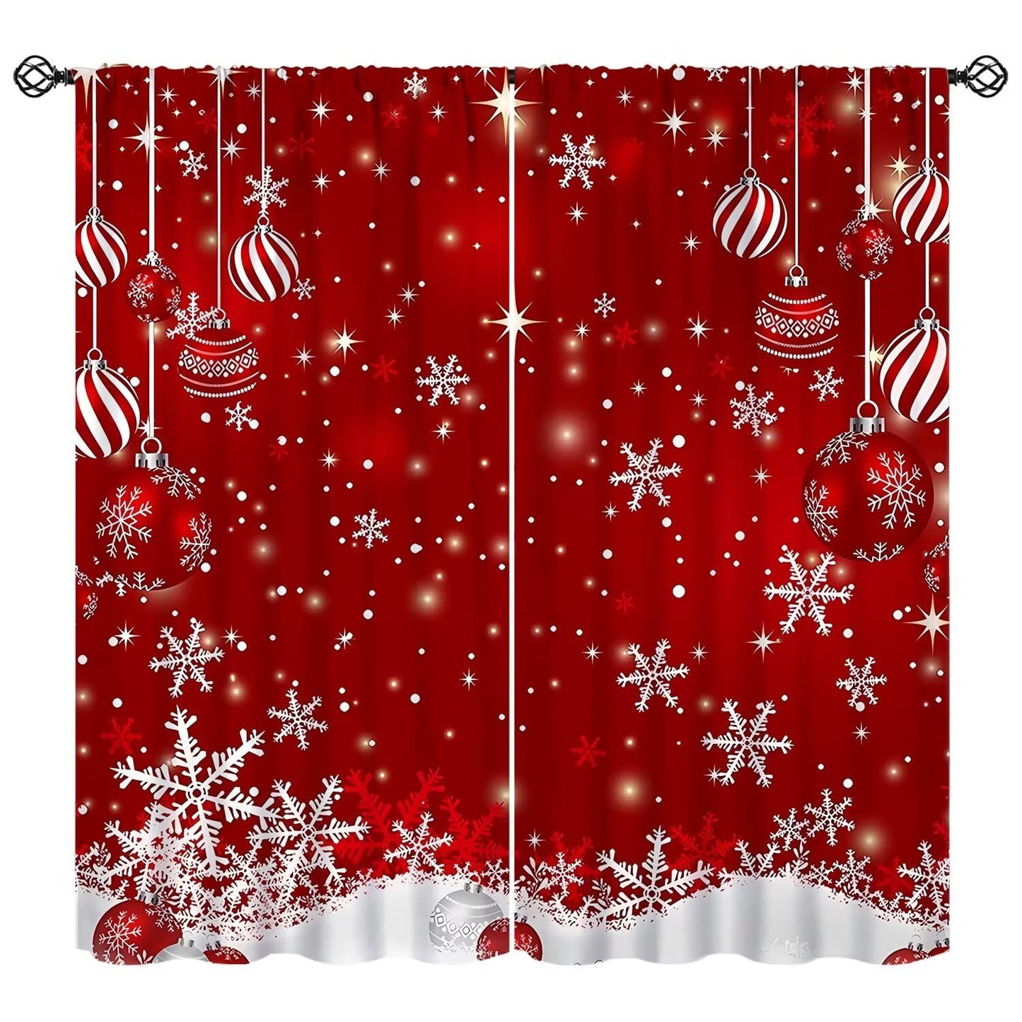 Red Christmas Snowflakes Curtain Merry Xmas Blackout Window Treatment for Living Room Bedroom Dining Home Decor Window Drapes 52" W X 84" L