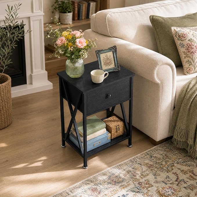 VECELO Nightstands Set of 2, Modern Bedside End Tables, Night Stands