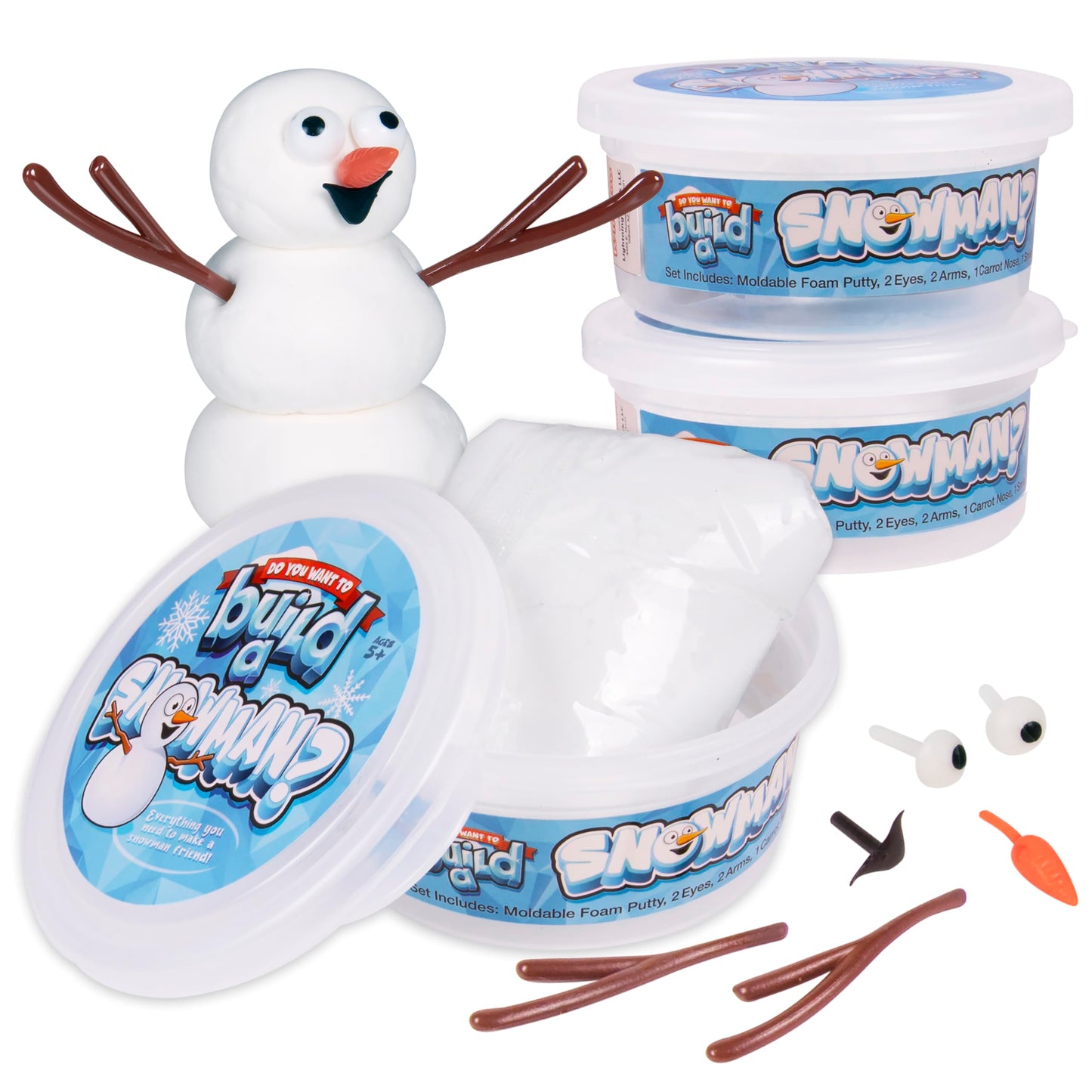 Kangaroo 3 Pack Build a Snowman Kit Snowballs Toys for Kids Stocking Stuffers - Snow Play Winter Toys Christmas Crafts DIY - Snow Man Kit Outdoor Modeling Clay Craft - Xmas Stocking Stuffers for Kids