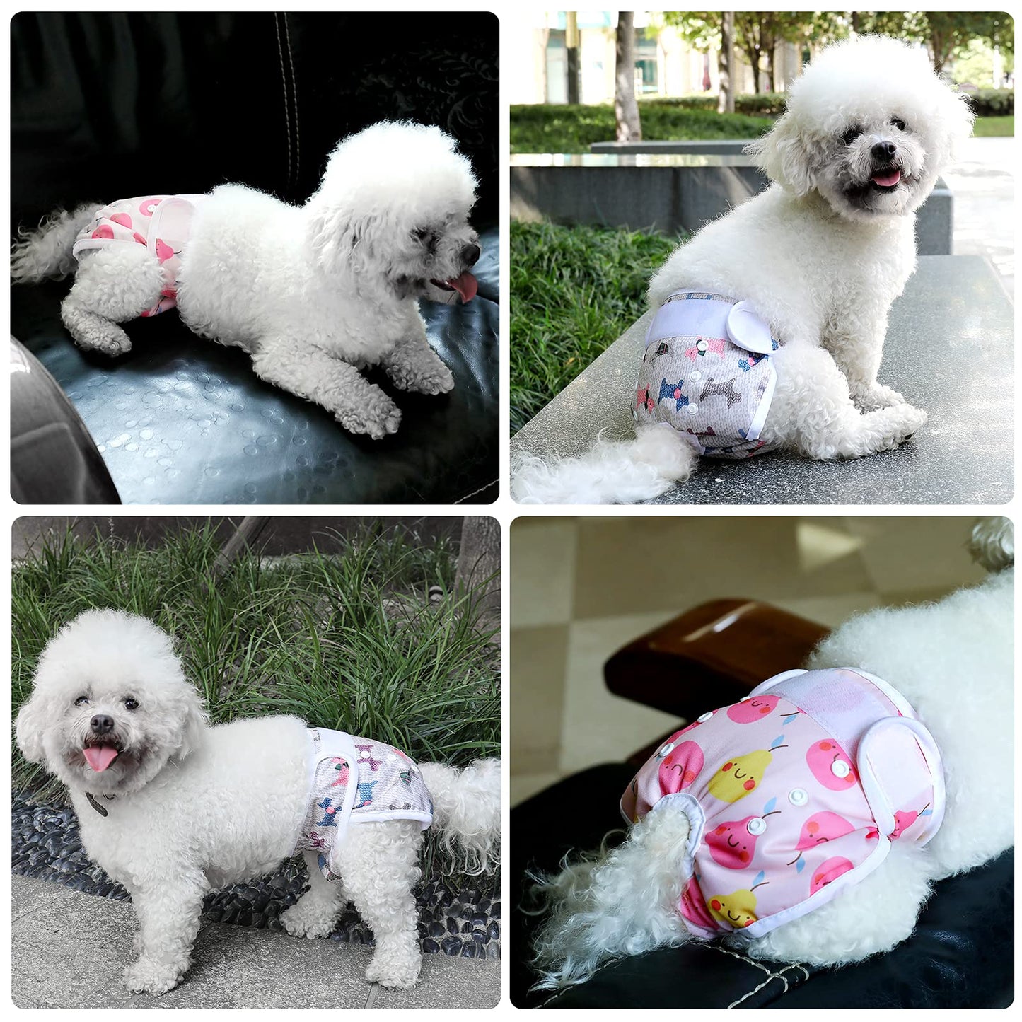 COMSLE Dog Nappies Female Small 3 Pack, Dog Period Heat Pants in Season, Super Absorbent & Adjustable Sanitary Reusable Doggy Puppy Diapers