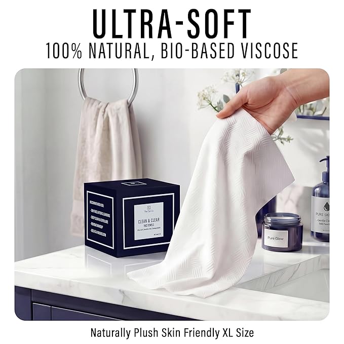 Clean & Clear Face Towels, Disposable Luxury Facial Towels, 100% Viscose