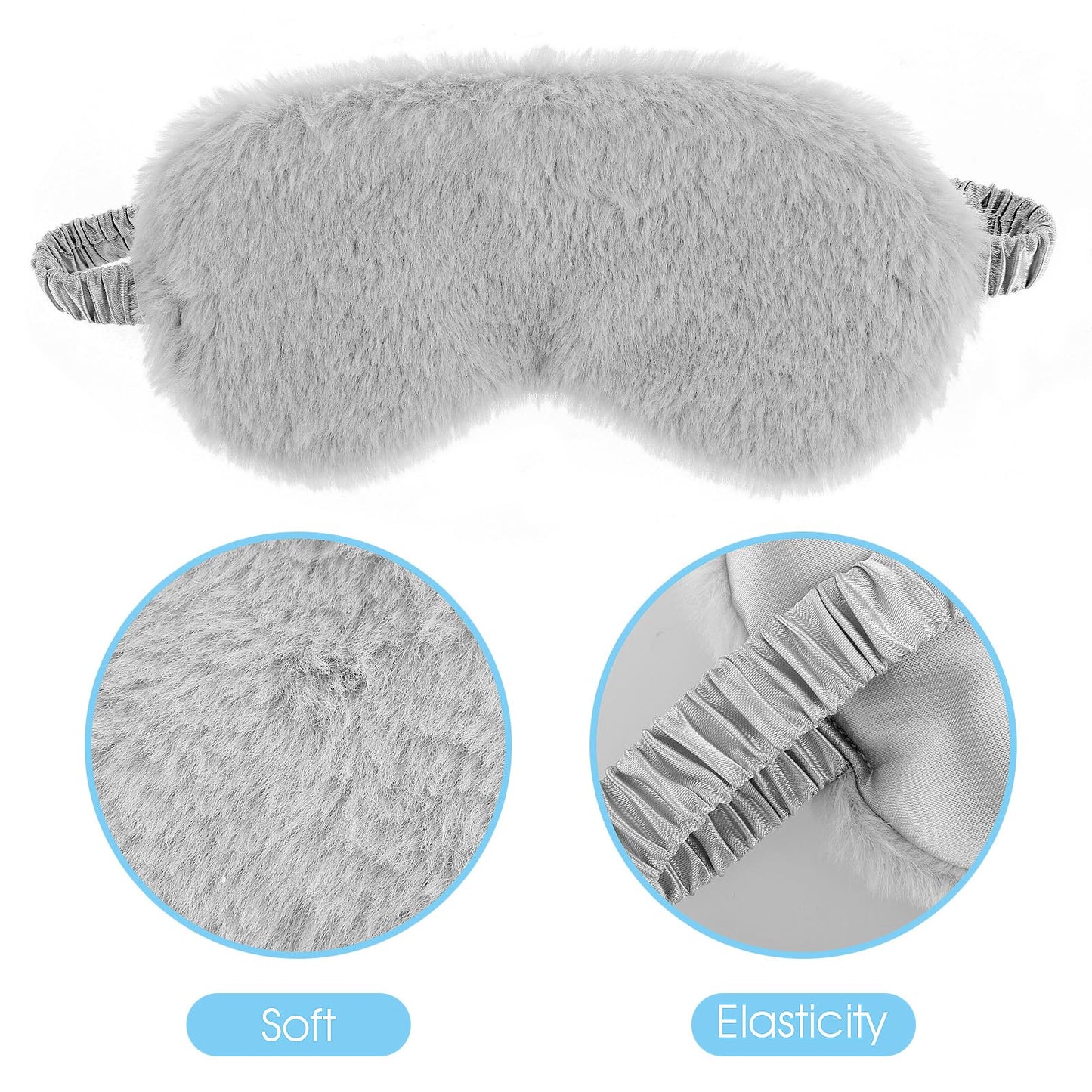 2 Pack Plush Sleeping Eye Mask Soft Plush Eye Mask Fuffy Eye Cover Comfortable Sleep Mask Blindfold Rainbow Faux Fur Eye Shade for Women, Men and Kids Travel Nap Sleeping 565488_2_3pL1H9vJ3