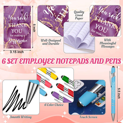 30 Pcs Volunteer Appreciation Gifts Bulk Include 6 Inspirational Makeup Bag 6 Colorful Gift Bag 6 Keychain 6 Marble Notepad and 6 Bamboo Ballpoint Pen for Staff Team Volunteer Week