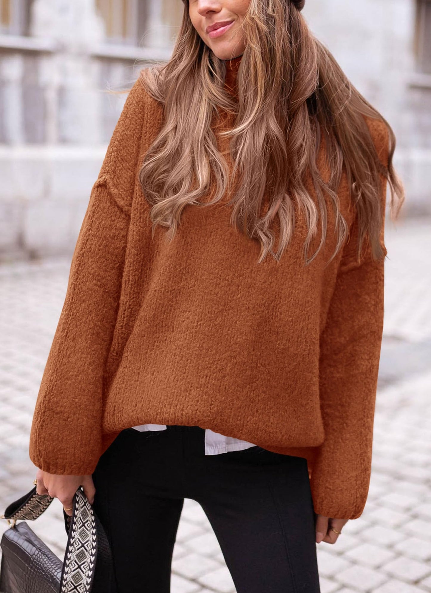 PRETTYGARDEN Oversized Sweaters for Women 2025 Chunky Turtleneck Sweater Fall Clothes Long Sleeve Tops Winter Clothing