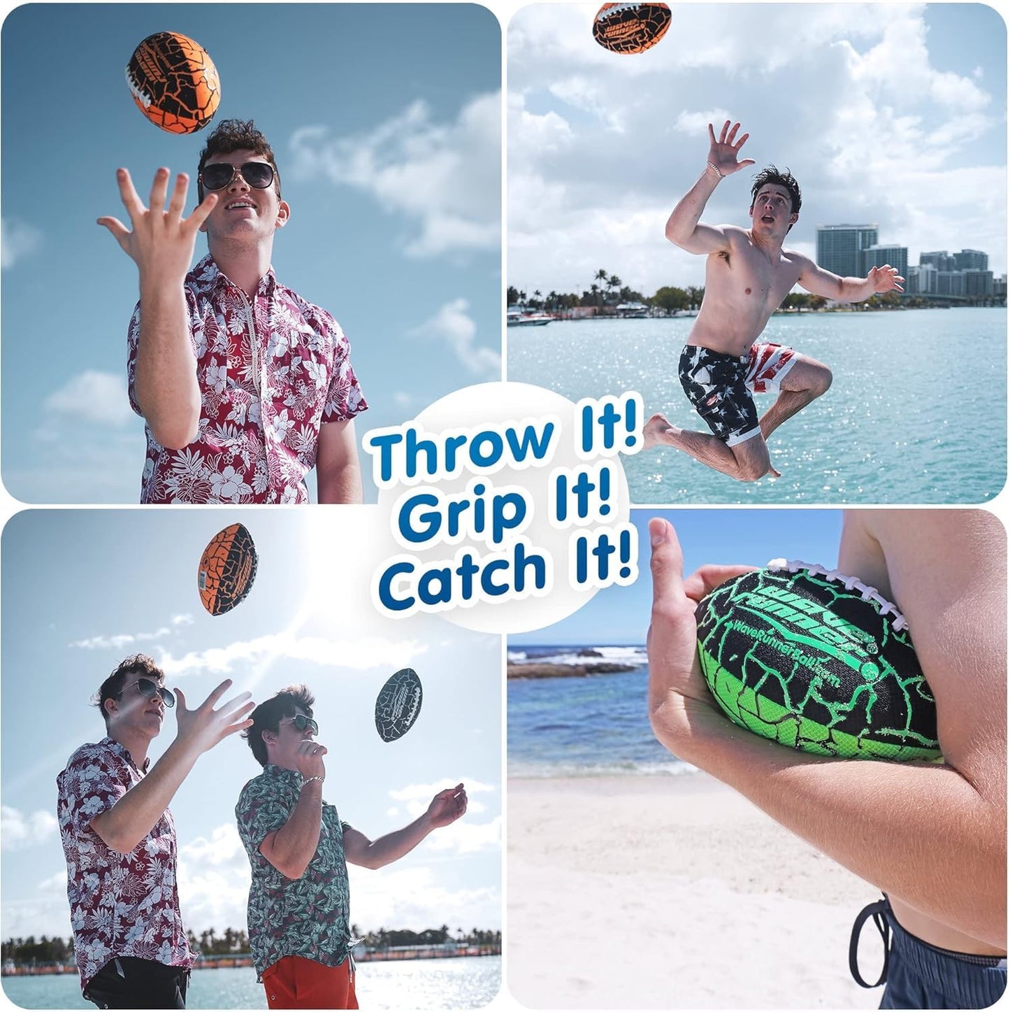 Wave Runner Grip It, Size 9.25in - Water Football, Beach Toys, Kids Outdoor Games for Summer | Pool Toys Football - Special Grip Pattern, Double Laced, Lightweight, All Weather Fun Water Toy