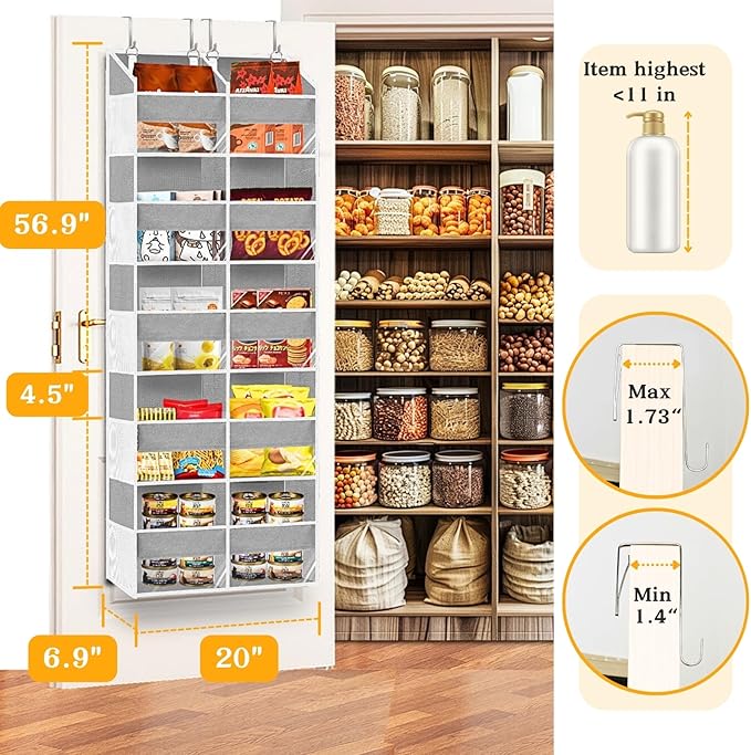 Over The Door Organizer, 5-Tier Extra Large Behind Door Storage