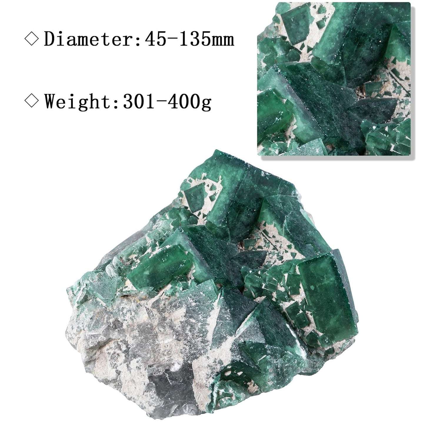 Amogeeli Natural Green Fluorite Crystal for Home Office Tabletop Decor Rough Stone Mineral Specimen for Healing 0.66-0.88 lb