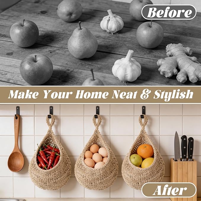 3 Pcs Larger Boho Wall Hanging Fruit Baskets