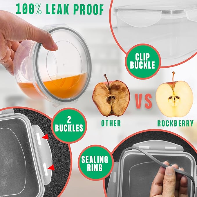 RockBerry 50 Pcs Large Food Storage Containers