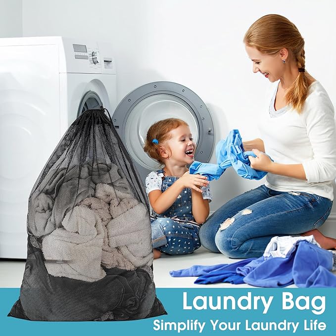 2 Pack Mesh Laundry Bags, 23 x 34 Inches Heavy Duty Mesh Laundry Bag, Large