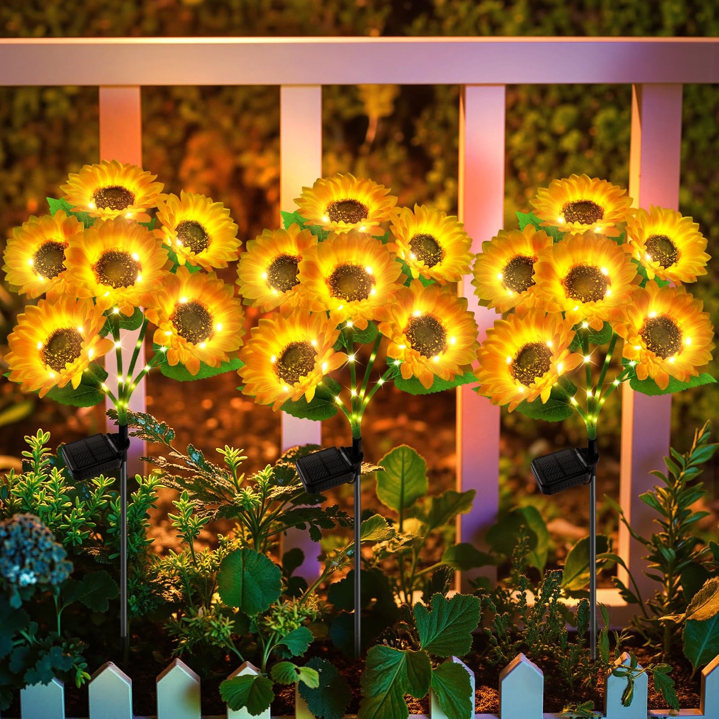 Solar Sunflower Lights Outdoor Waterproof - 3 Pack with 18 Bright Solar Sunflower Lights, IP65 Waterproof Light for Outdoor Flower Bed, Yard, Pathway, Patio Decor - Gift for Mom, Women, Grandma