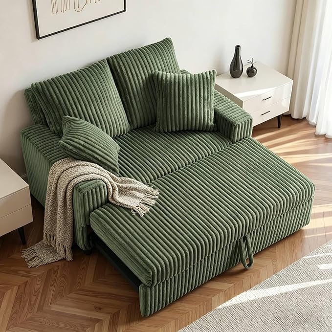 3 in 1 Convertible Sofa Bed，52.8" Pull Out Couch