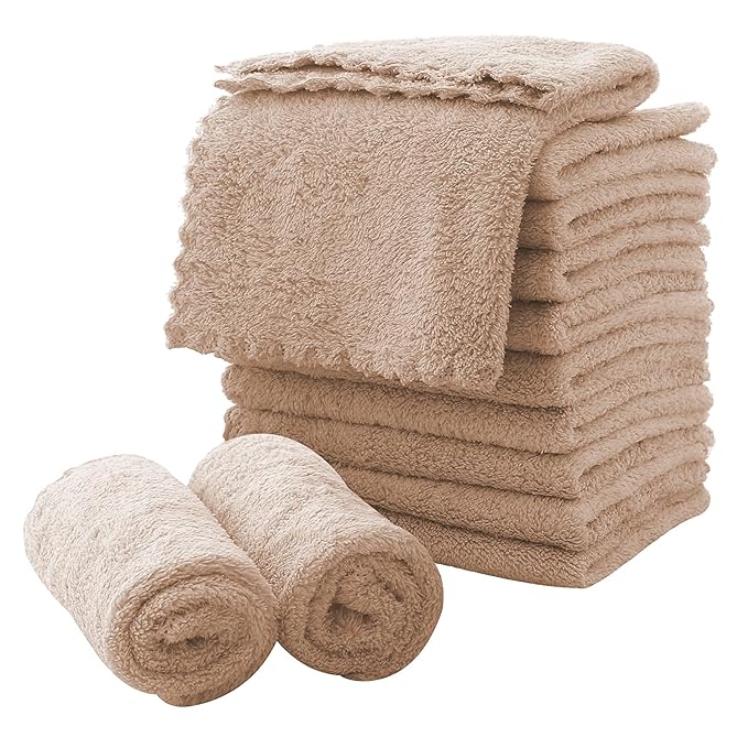 MOONQUEEN Microfiber Facial Cloths Fast Drying Washcloth 12 Pack