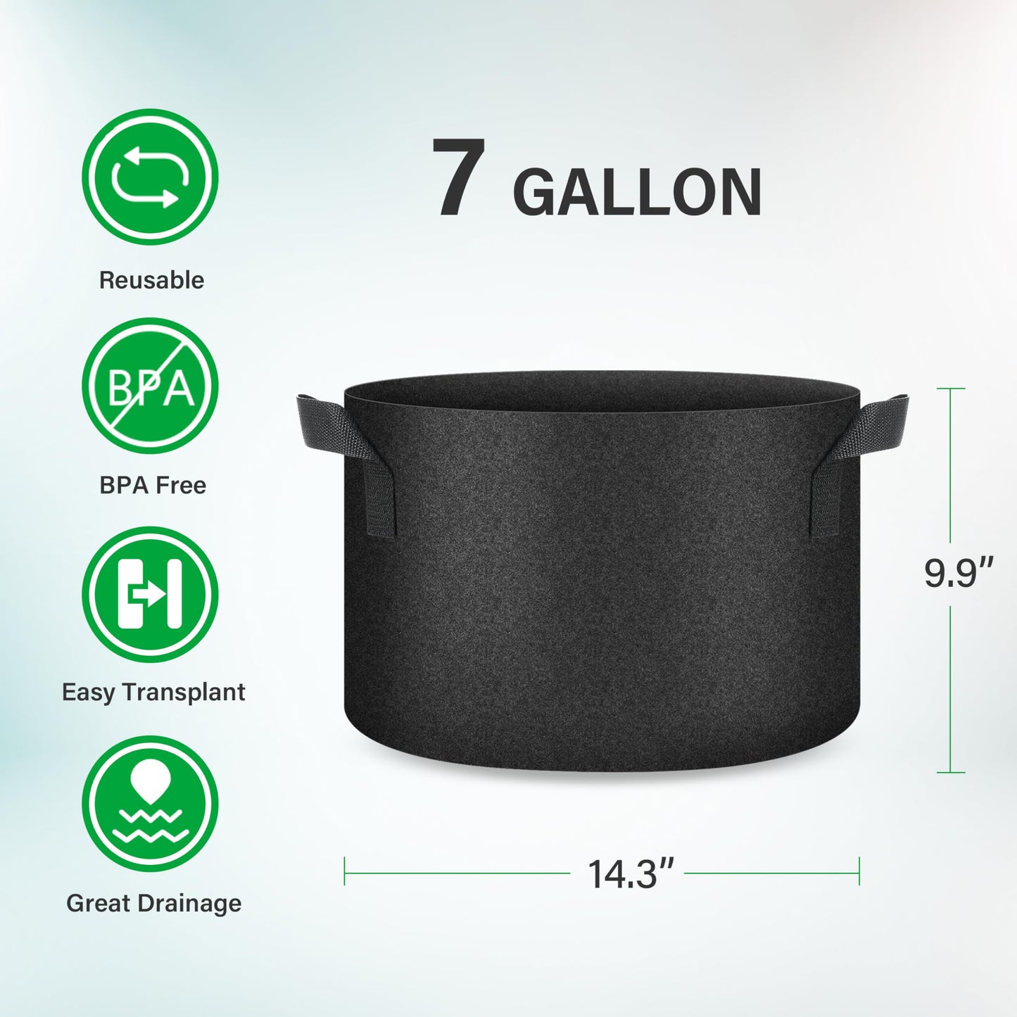 YSSOA 5-Pack 7 Gallon Grow Bags, Aeration Nonwoven Fabric Plant Pots with Handles, Heavy Duty Gardening Planter for Potato, Tomato, Vegetable and Fruits, Black 2024 Version