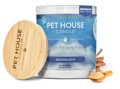One Fur All Pet House Candle Plant-Based/Soy - Clean Burning Scented, Long Lasting Pet Odor Candle for Home - Moonlight