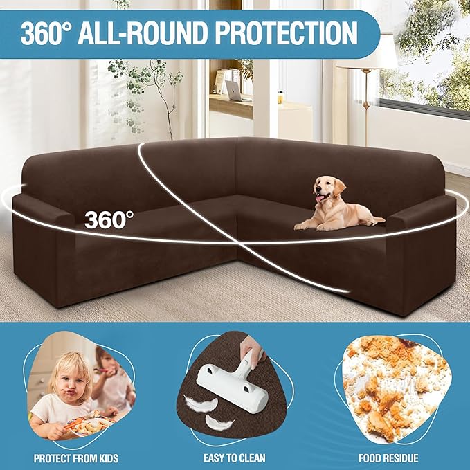 HDCAXKJ Corner Sectional Couch Covers Velvet Stretch L Shape Sofa Cover Soft