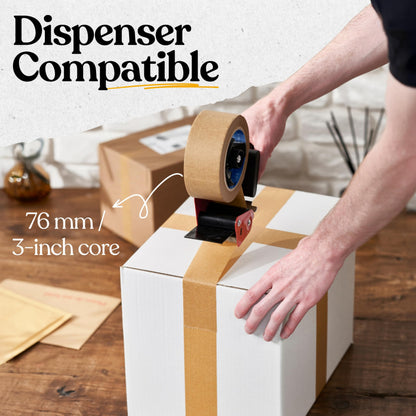 Koju Kraft Paper Packing Tape 48mm x 50m | 3 pack | Eco Friendly & Recyclable Brown Paper Tape for Parcel Packing & Picture Framing