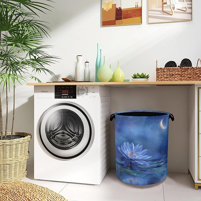 Water Lily Laundry Basket, Moon Oxford Cloth Laundry Hamper