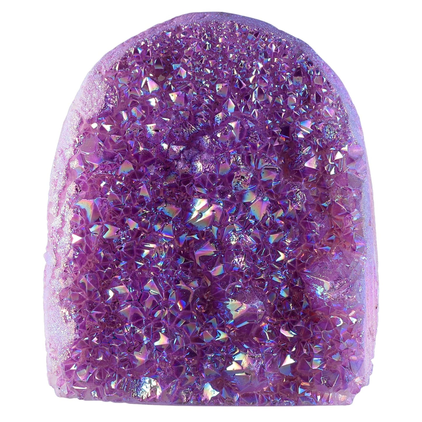 mookaitedecor Angel Aura Quartz Geode Crystal Cluster Specimen, Titanium Coated Rock Crystal Stone Mineral for Home Decor & Collector's Gift 0.44-0.66 LB, Purple