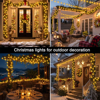 echosari 400 LED Christmas String Lights Connectable, Extra Long 66Ft Outdoor String Lights End-to-end Plug in with Remote Timer for Garden Patio Tree Decor (Warm White)